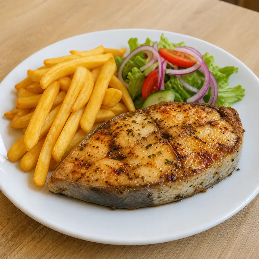 Foto von Fischsteak mit Pommes